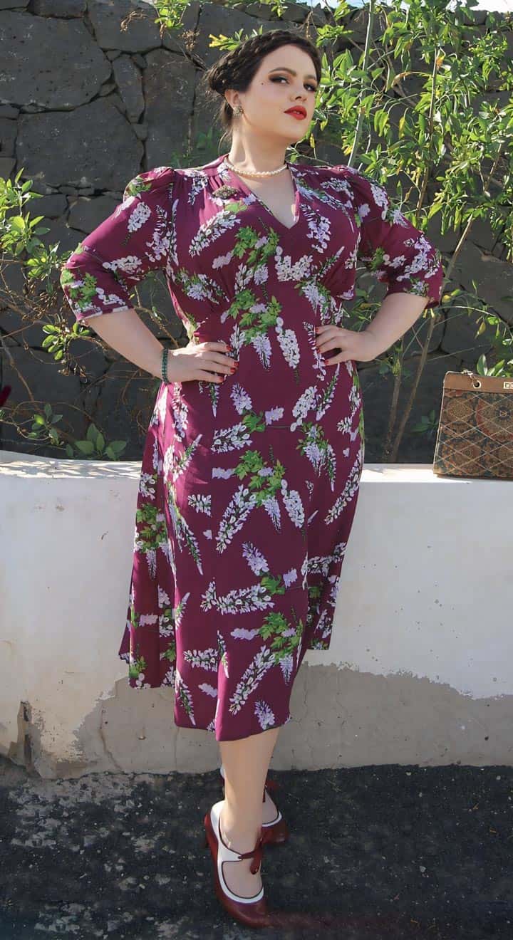 Lauren Dress in Burgundy Wisteria