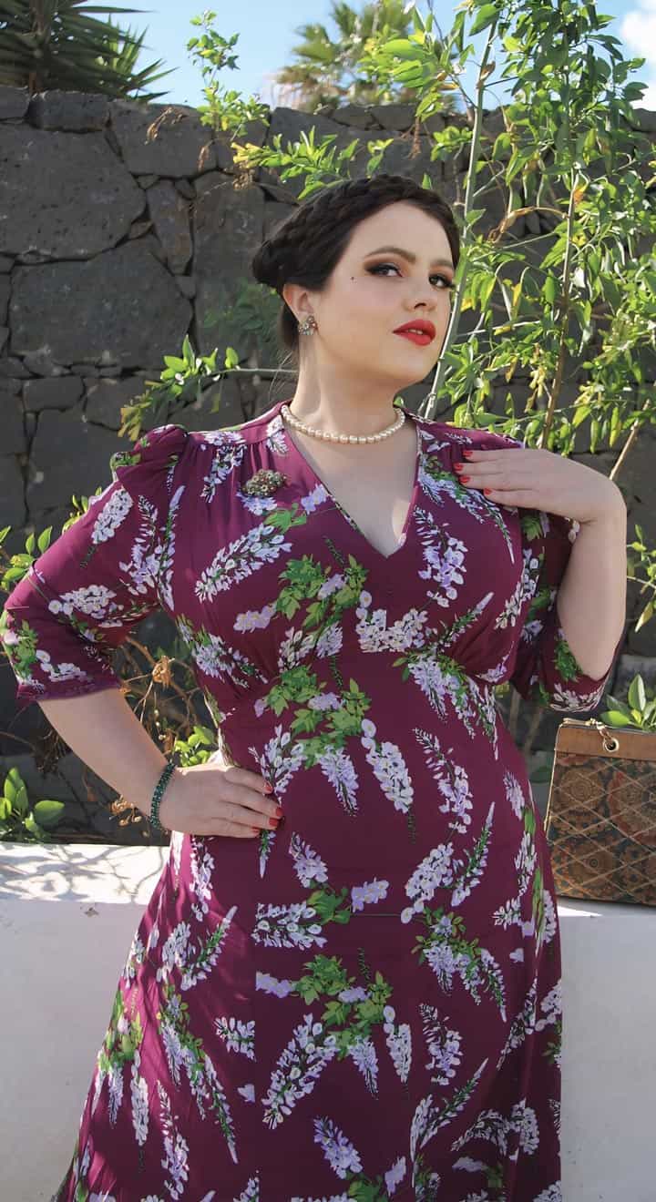 Lauren Dress in Burgundy Wisteria