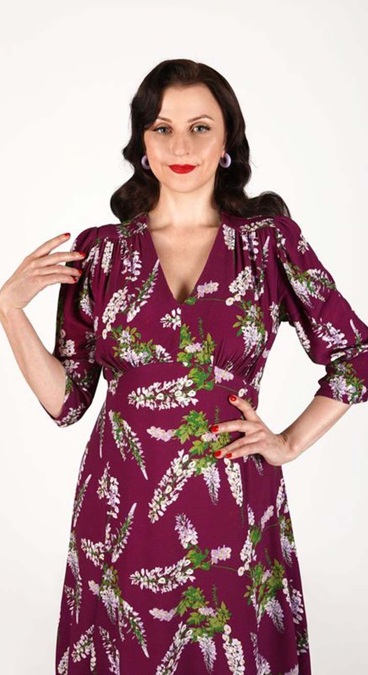 Lauren Dress in Burgundy Wisteria
