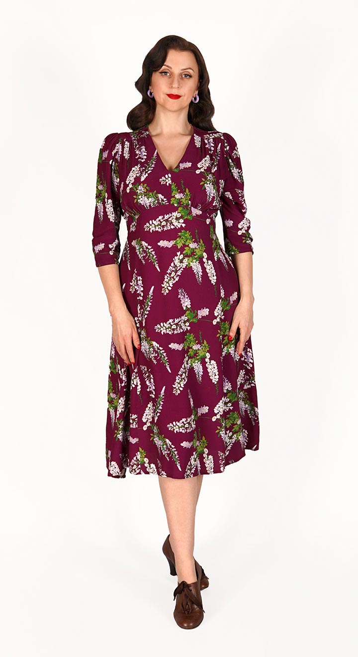 Lauren Dress in Burgundy Wisteria
