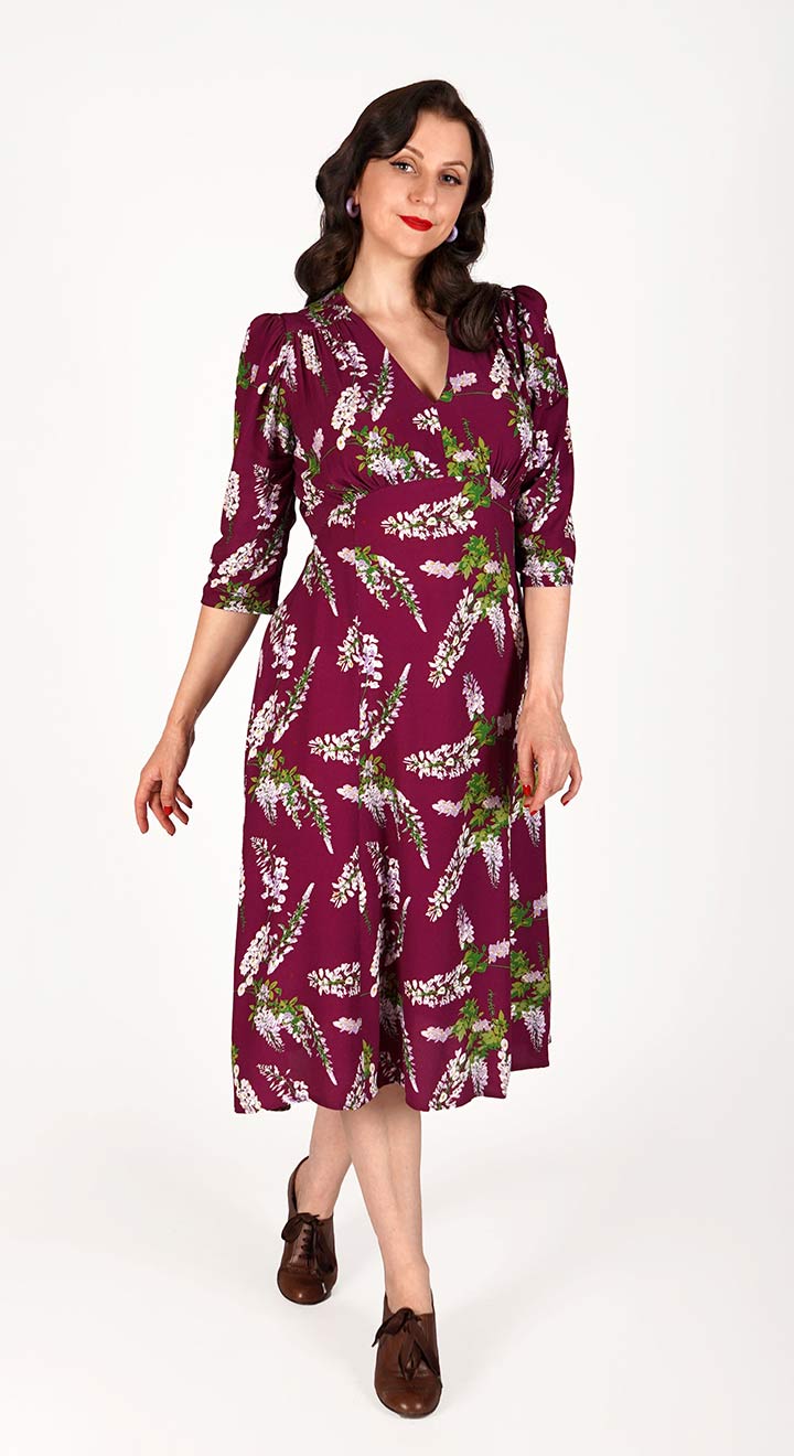 Lauren Dress in Burgundy Wisteria